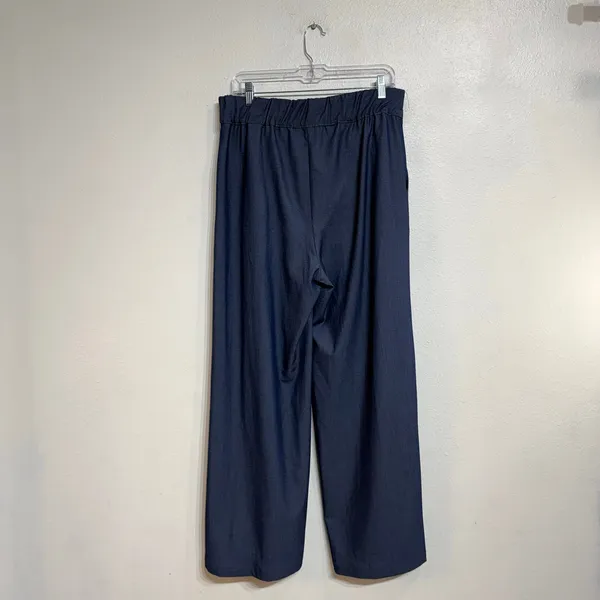 Zara Dark Chambray Wide Leg Trousers Sz M - Image 8