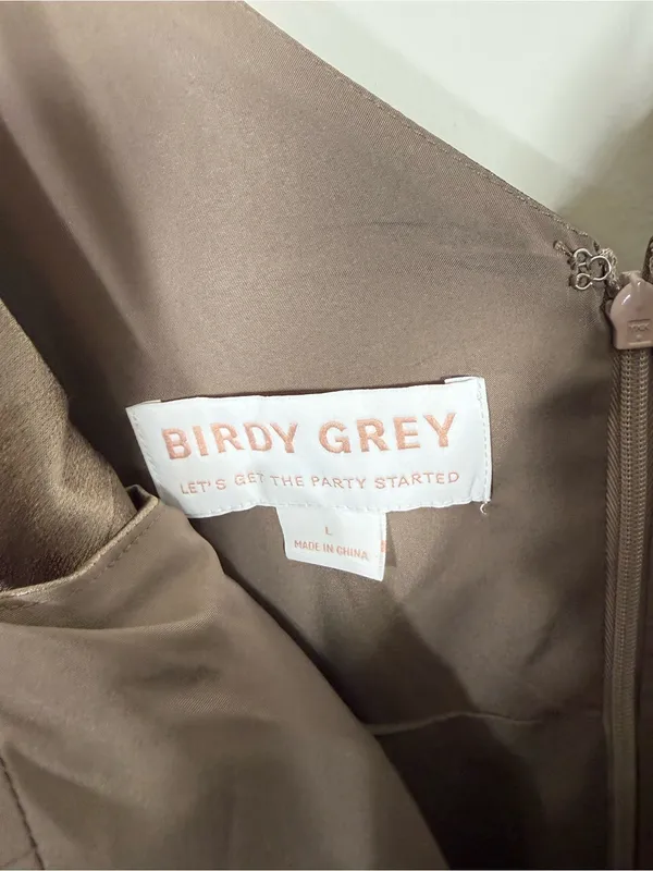 NWT Birdy Grey Catherine Dress Shiny Satin Mocha Brown Bridesmaid Maxi Dress - Image 6