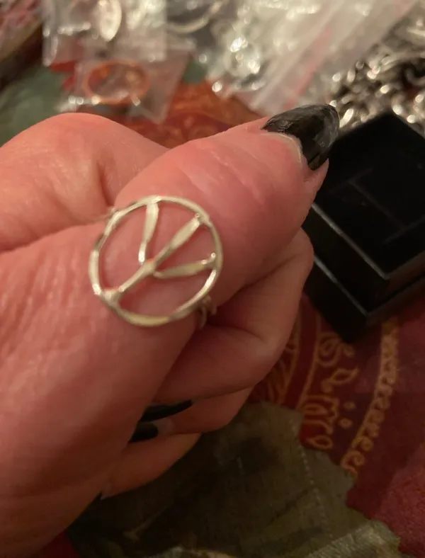 Peace adjustable ring Silver - Image 2