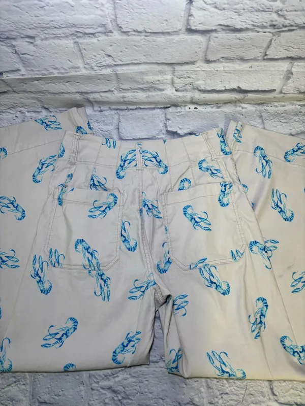 Maeve x Anthropologie Colette Blue Lobster Wide Leg High Rise Crop 25 Linen - Image 14
