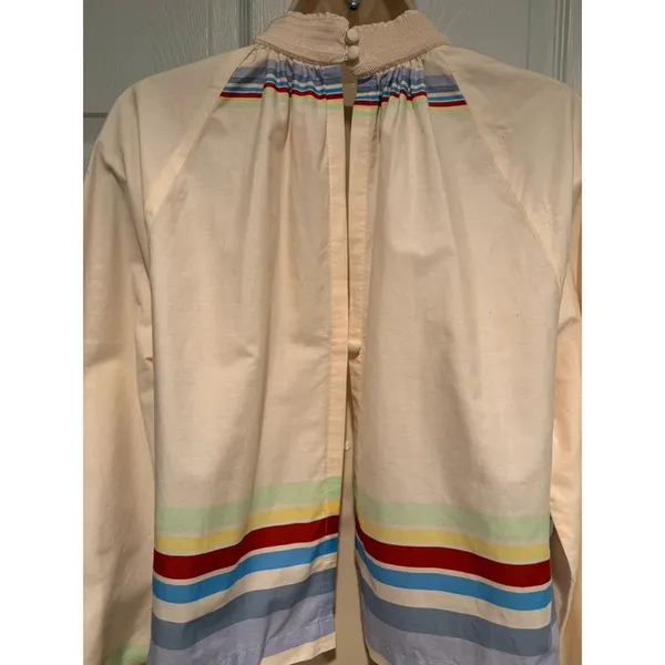 Free People XS Y2K Cropped Boho Top Rainbow Stripe 73 Festival Cottagecore Retro - Image 5