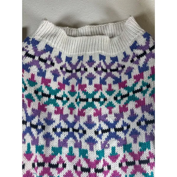 Vintage 62 East Women's Small Colorful Geometric Pattern‎ Mock Neck Sweater - Image 5