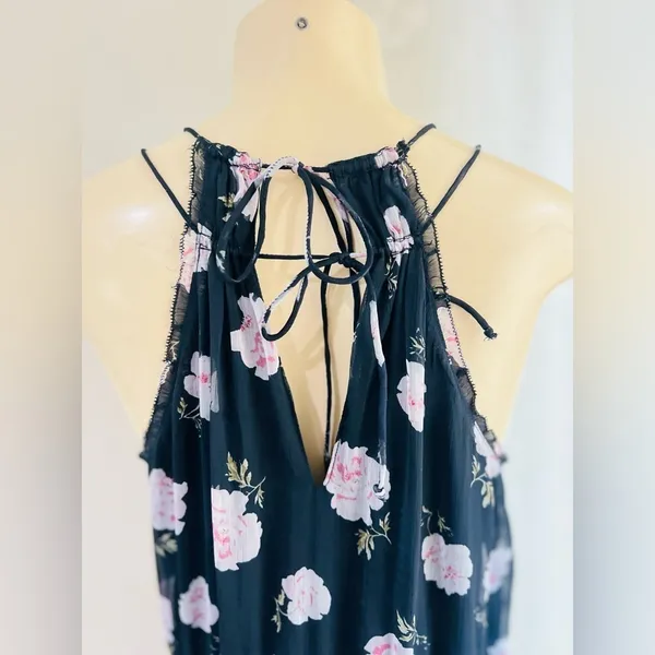 Abercrombie Fitch Dress Womens small Blue Floral Print Fit & Flare Ruffled Hem - Image 14