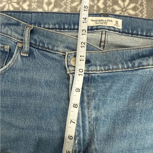 Abercrombie & Fitch The 90s Straight Ultra High Rise Criss Cross Jean Size 33/16 - Image 9