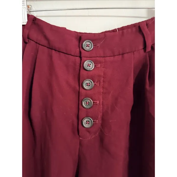 Anthropologie Tapered Trousers Womens 6 Burgundy High Rise Button Fly Pleated - Image 2