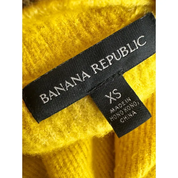 Banana Republic Mustard Yellow Wool Blend Ribbed Crew‎ Neck Sweater Womens XS - Image 4