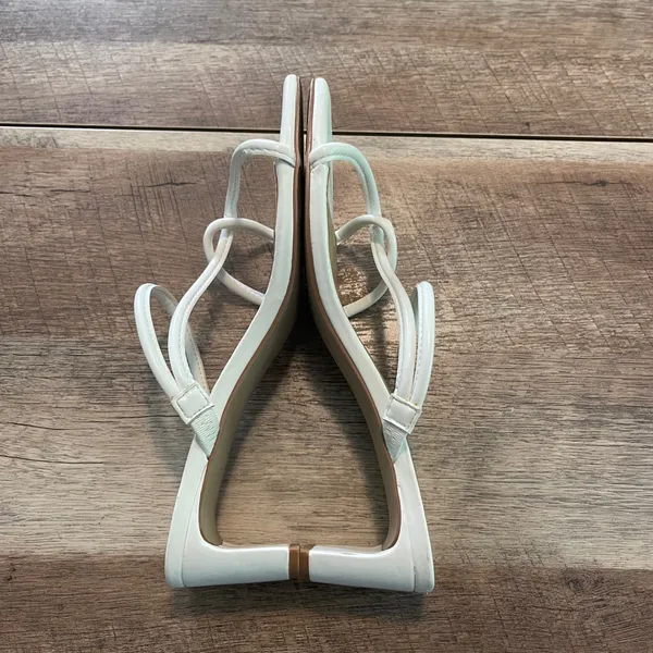 Journee Collection Strappy Heeled Sandals Women 7 White Minimalist Block Heel - Image 4