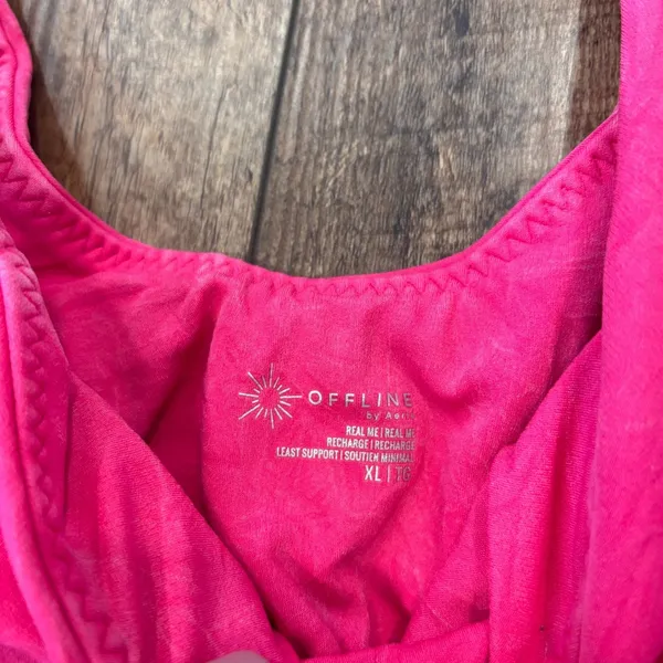 OFFLINE By Aerie Real Me Low Key Longline Sports Bra Sz XL Fuchsia Pink Padded - Image 4