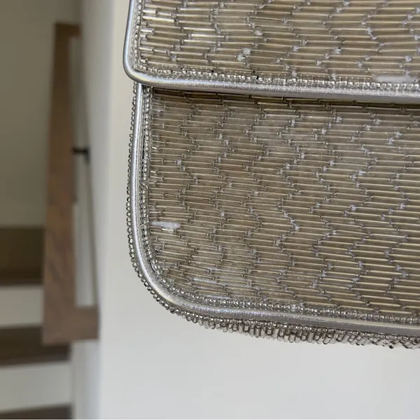Staud Tommy Shoulder Beaded Bag in Silver - Image 4