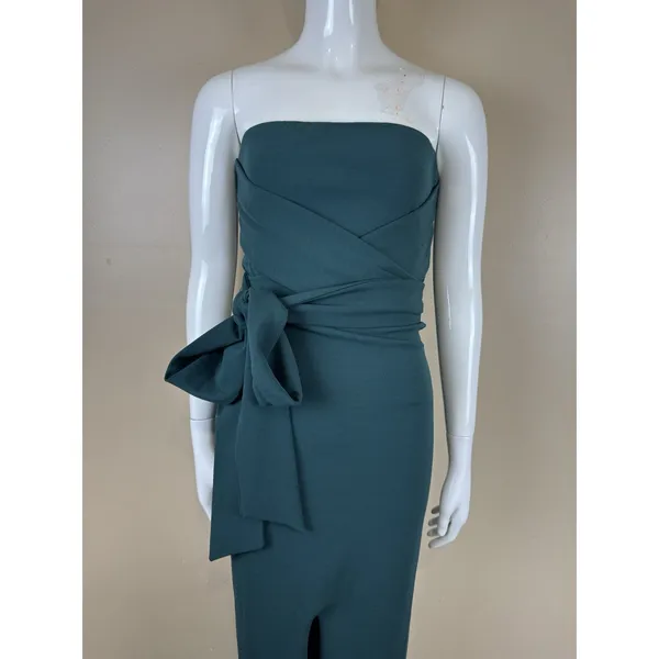 Lulus Teal Blue Strapless Maxi Dress Front Slit Evening Formal Gown XS NWT - Image 3