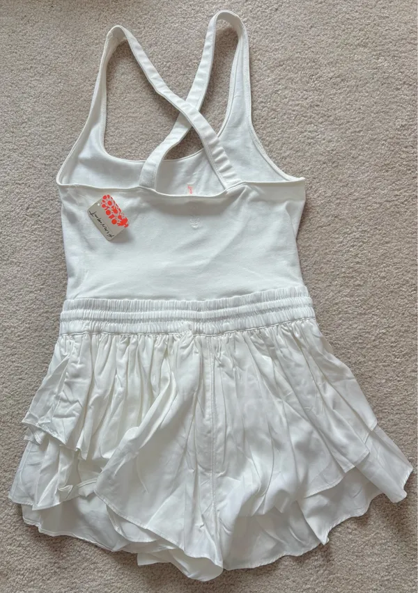 Free People Movement Prima Tiered Shortie Romper White Small - Image 2