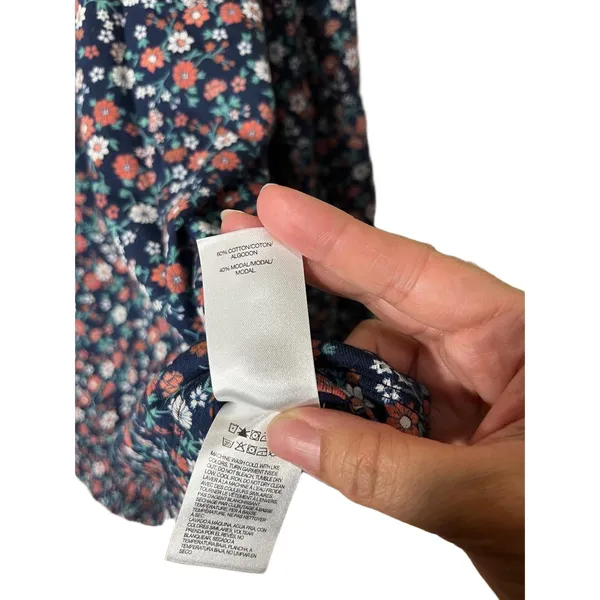 Lucky Brand Blue Floral Pattern Long Sleeve‎ Blouse XL - Image 6