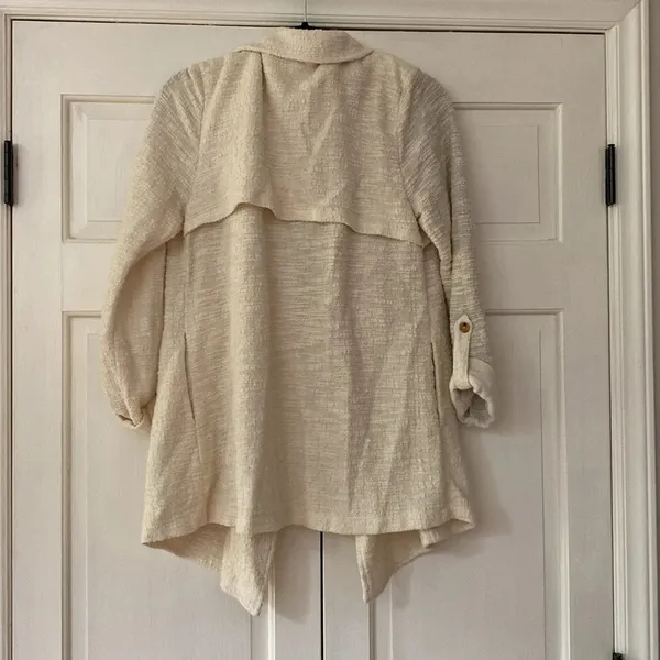 Anthropologie‎ Cream Dolan Left Coast Gwyneth Jacket Size Large Boucle Tweed - Image 12