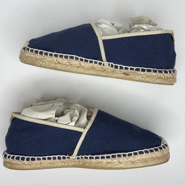 Toni Pons Blue Canvas Espadrilles Tan Trim Slip-On - Image 3