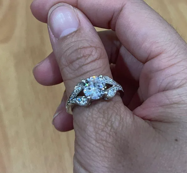 Size 9 S925 Sterling Silver Cz Diamond 1ct Ring New - Image 3