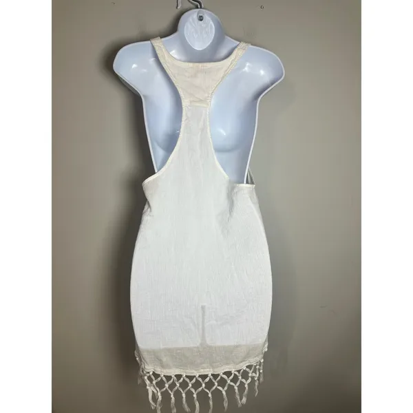 Victoria's Secret White Cotton Macrame Fringe Racerback Tank‎ Cover-Up Dress S - Image 4