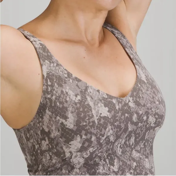 Lululemon Align Tank Top Grey Brown Snakeskin Animal Print Crop V-Neck‎ Yoga Bra - Image 2