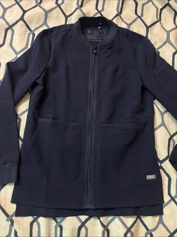 FIGS Bellery Scrub Jacket for Women - Navy classic bomber jacket Size XXS - Image 5
