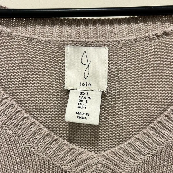 Joie Women Taupe Linen Blend V-Neck Knit Sweater Vest Tank Top L NWT Lagenlook - Image 2