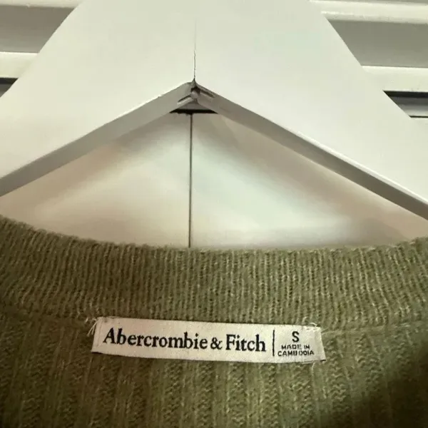 Abercrombie & Fitch green slim crewneck ribbed sweater small - Image 3