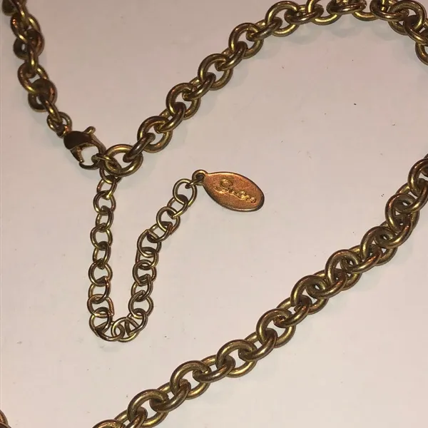 Guess Gold Tone CZ Heart Pendant Boho Chain Necklace - Image 3