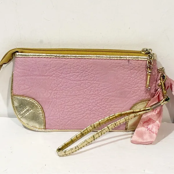 Juicy Couture Y2K‎ Pink Gold preppy royalty Wristlet Wallet Clutch - Image 7