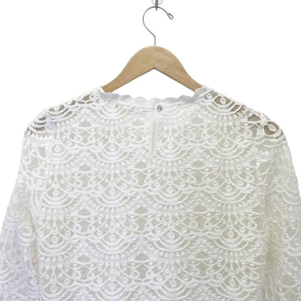 NWT Altar’d State Grace Lace Blouse Small Ivory Sheer Scalloped Romantic Top - Image 6