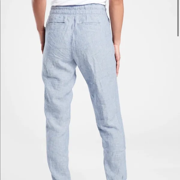 Athleta Cabo Linen Jogger Pants in Blue Women’s Size 10 - Image 2