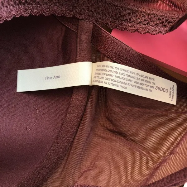 Auden Bra The Ace Demi Front Closure Lightly Lined Racerback Burgundy 36DDD - Image 4