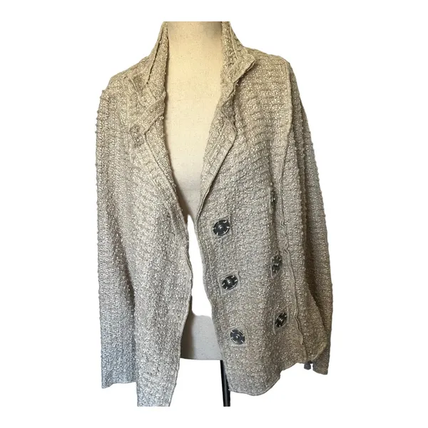 CAbi Estate Chenille Womens Blazer Sz M Lagenlook Artsy Knit 985 Quiet Luxury - Image 3