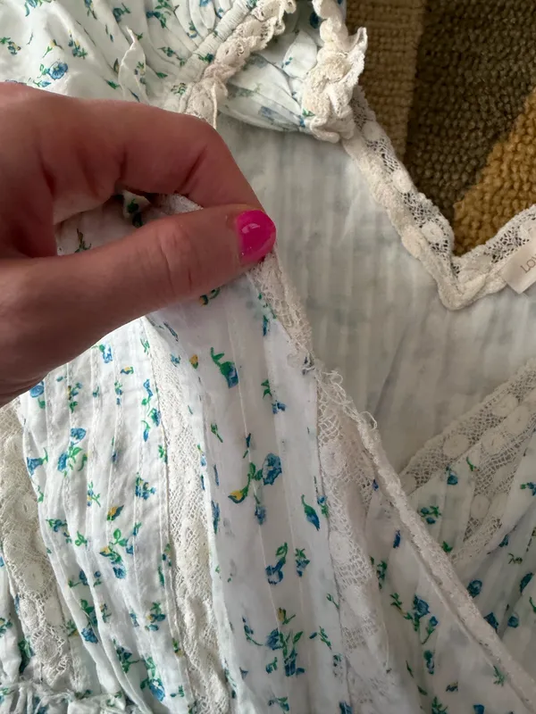 LoveShackFancy Carlo Dress Mini Short Tiered Ruffle Bonnett Blue Size Petite - Image 4