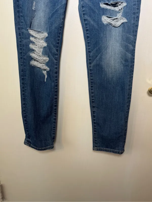 American Eagle Outfitters Women's Distressed Blue Denim Jeans 12 Short Skinny - Image 3