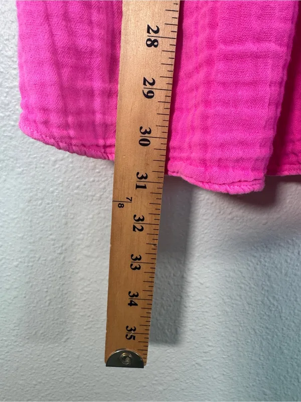 Love Shack Fancy Athalia Hot Pink Cotton Mini Dress Womens S Flutter Sleeve - Image 4
