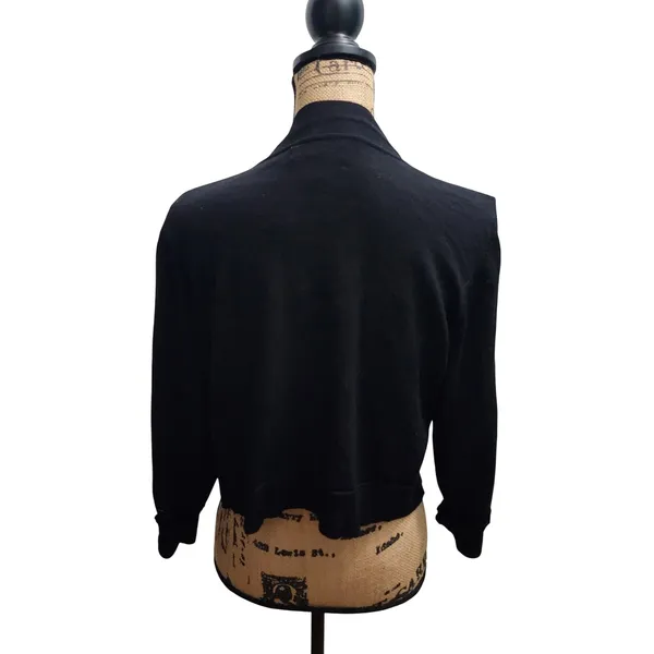 Christopher & Banks Petite Black Cardigan Sweater Cropped Open Front‎ P/XL - Image 2