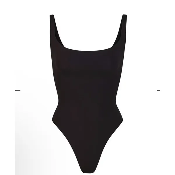 SKIMS Fits Everybody Square Neck Thong Bodysuit Onyx Black Size XS NWT $60 - Image 3