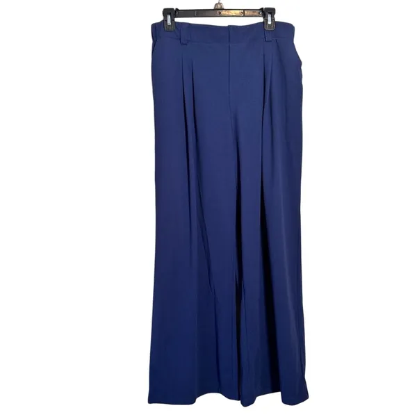 Halara Navy Blue Wide Leg Breezeful High Waisted Pants Womens L Pleated Preppy - Image 2