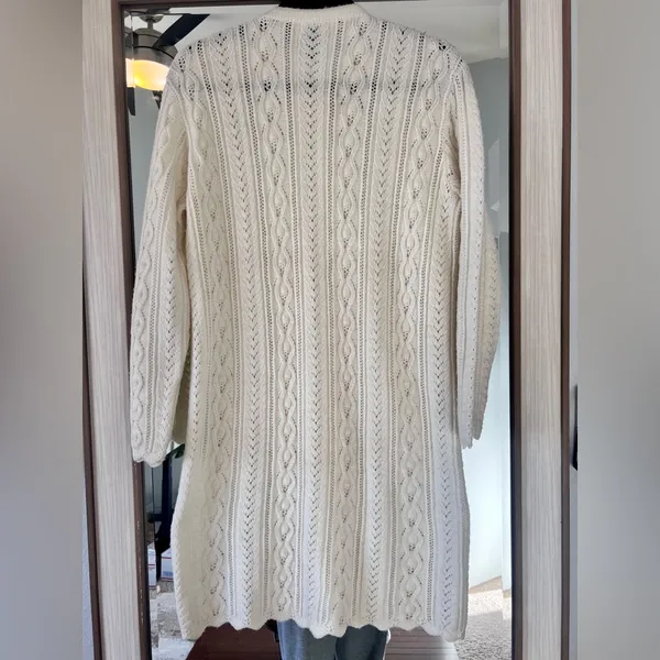 Vintage 60's Wintuk Ivory Button Up Knit Cardigan Sweater Dress Womens size S/M - Image 4