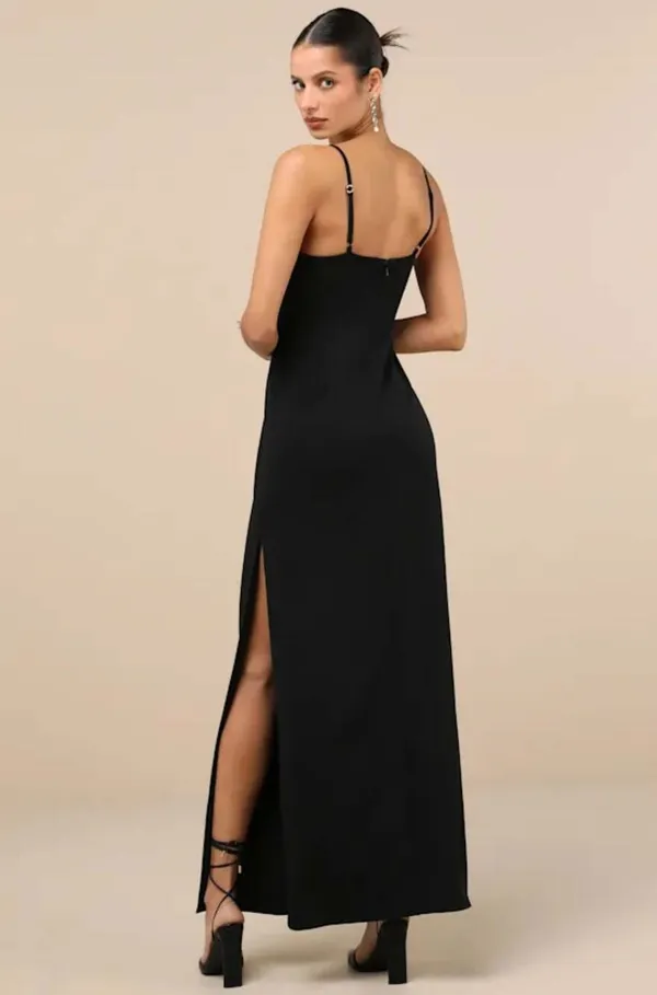 Lulus Romantic Existence Black Column Maxi Dress Size L - Image 16