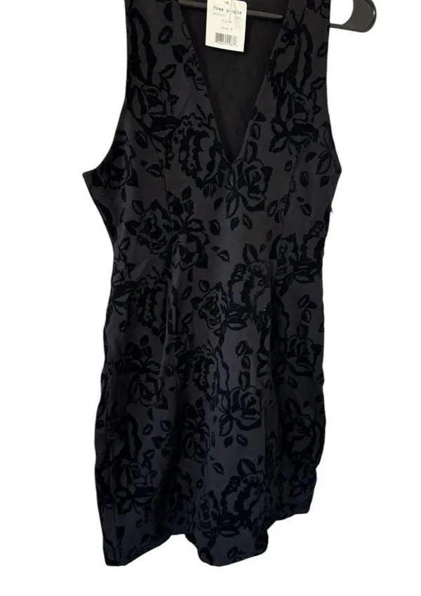 Free People NEW Floral Jacquard Mini Dress Black - Image 3