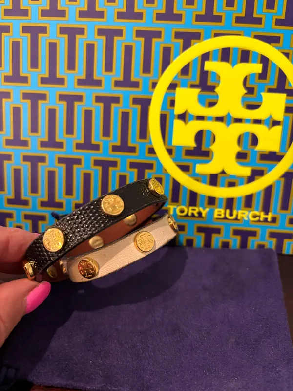 Tory Burch Black and White Leather Wrap Bracelet  - Image 2