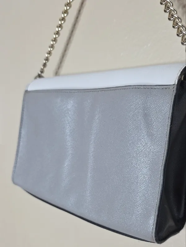 Kate Spade Carson Shoulder Bag Colorblock White Grey Saffiano Leather Minimalist - Image 5