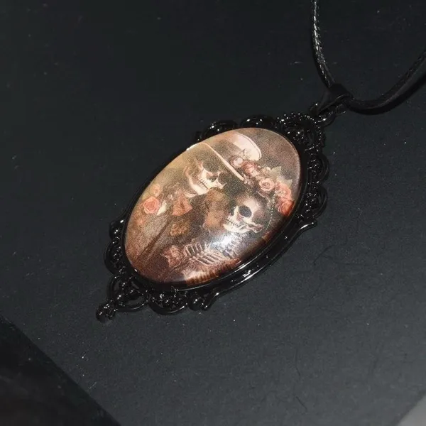 Skeleton Gothic Cameo Necklace Black - Image 5