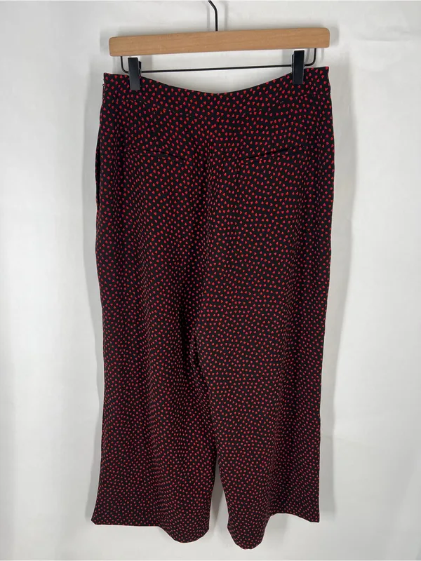 Whistles Mari‎ Heart Print Wide-Leg Pants Size 8 - Image 9
