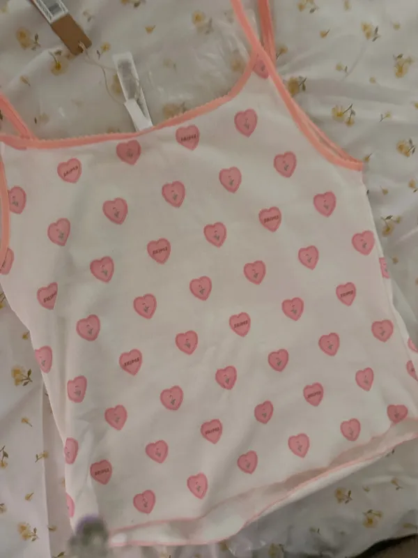 SKIMS POINTELLE TANK Snow Lace Hearts sz L - Image 4