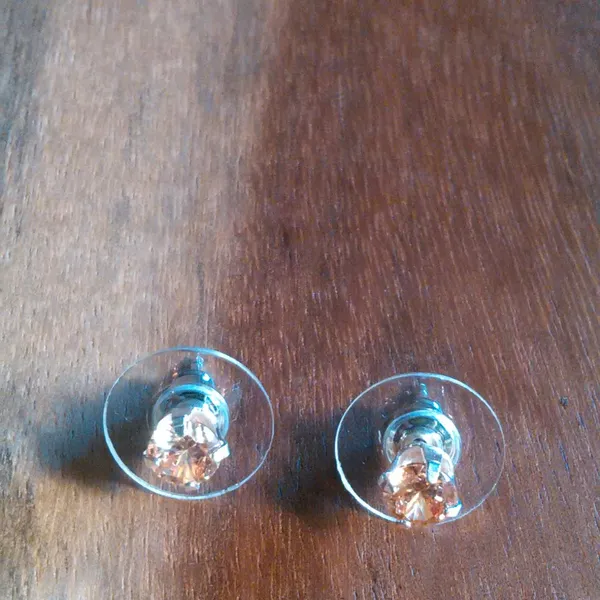 Champagne Color Simulated Diamond Sterling Silver Stud Earrings - Image 5