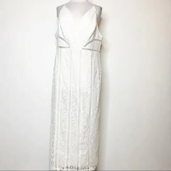 NWT ASOS‎ lace midi dress ladder trim white - Image 9