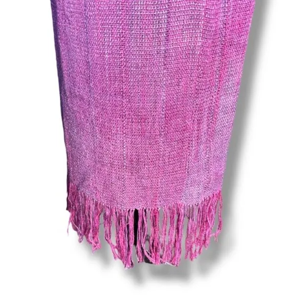 Handmade Vintage Pink Purple Tweed Fringe Skirt‎ Boho Statement Preppy Woven Statement - Image 3