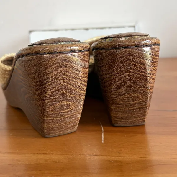 Born Women Brown Straw Paisley Print Wedge Platform Thong Sandals Size 6 36.5 - Image 5