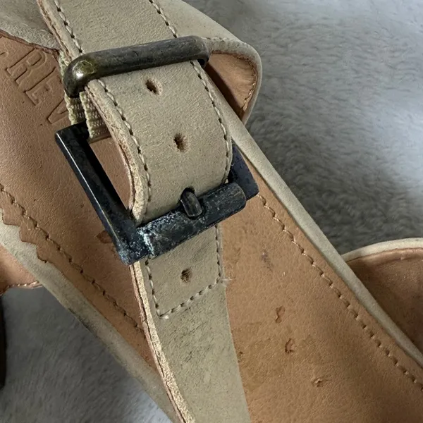 Crevo‎ Footwear Beige Leather Block Heel Sandals Memory Foam Studded Boho 10 - Image 5