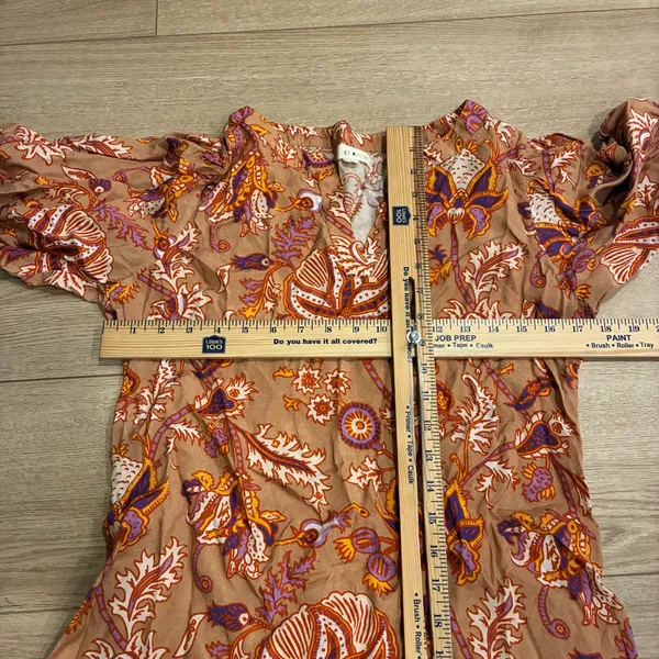 Roller Rabbit Women’s Puff Sleeve Viscose Floral Brown Maxi Dress Size S - Image 3